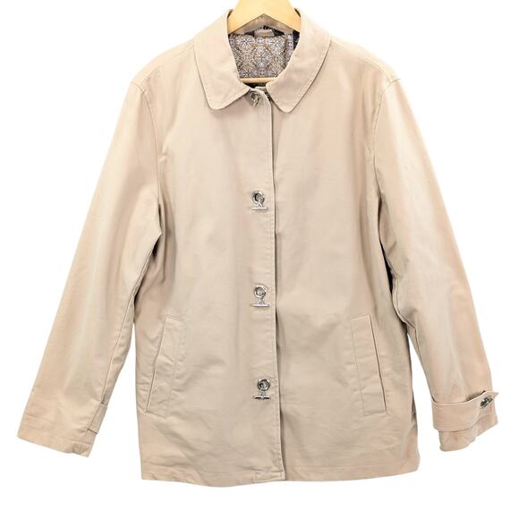 George by Mark Eisen Car Coat Jacket Y2K Lined Toggle Close Pockets Beige Tan XL - Picture 1 of 14